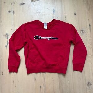 Champion Red Logo Pullover Sweatshirt